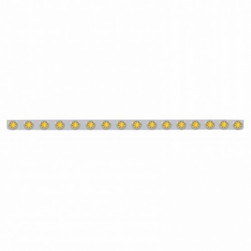 United Pacific 79-1/2" SS Bumper Light Bracket With 16X 9 LED 2" Beehive Lights & Bezels -Amber LED & Lens 62848