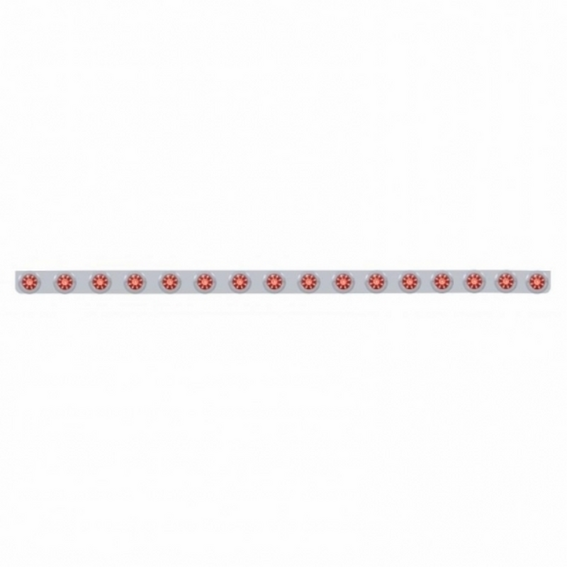 United Pacific 79-1/2" SS Bumper Light Bracket With 16X 9 LED 2" Beehive Lights & Bezels -Red LED & Lens 62850