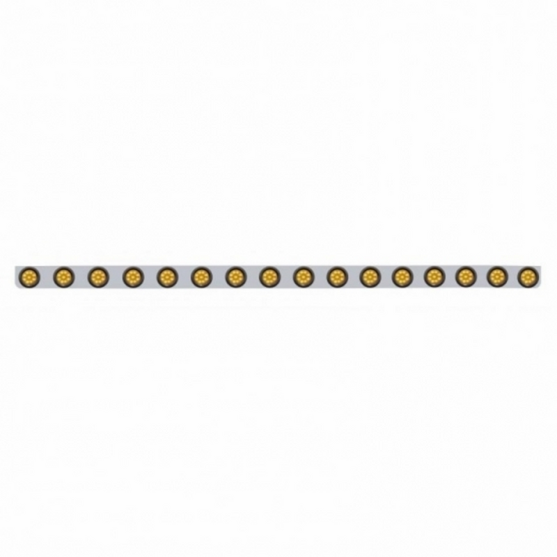 United Pacific 79-1/2" Stainless Bumper Light Bracket With 16X 9 LED 2" Light & Grommets Amber LED/Amber Lens 62936