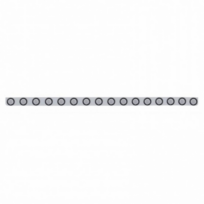 United Pacific 79-1/2" Stainless Bumper Light Bracket With 16X 9 LED 2" Light & Grommets Amber LED/Clear Lens 62937