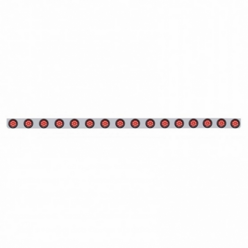 United Pacific 79-1/2" Stainless Bumper Light Bracket With 16X 9 LED 2" Light & Grommets Red LED/Red Lens 62938