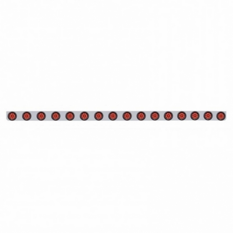 United Pacific 79-1/2" SS Bumper Light Bracket With 16X 9 LED 2" Reflector Light -Red LED & Lens 62942