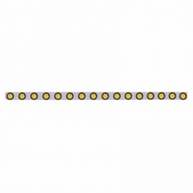 United Pacific 79-1/2" SS Bumper Light Bracket With 16X 7 LED 2" Reflector Light -Amber LED & Lens 62944