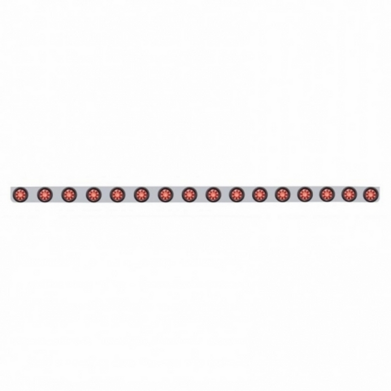 United Pacific 79-1/2" SS Bumper Light Bracket With 16X 9 LED 2" Beehive Light -Red LED & Lens 62950