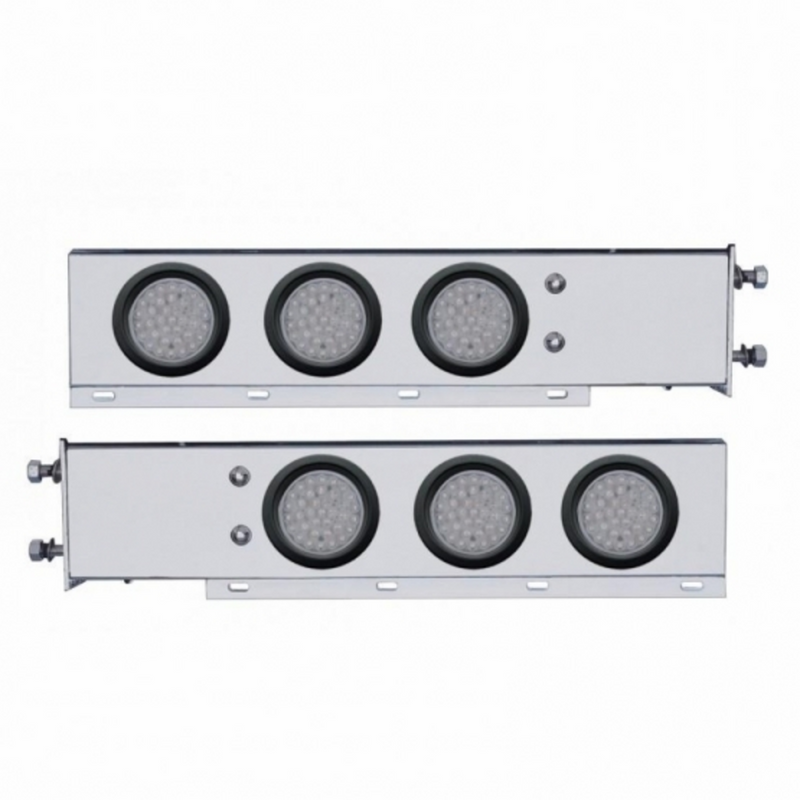 United Pacific 3-3/4" Bolt Pattern Deluxe SS Spring Loaded Bar W/6X 36 LED 4" Light -Red LED/Clear Lens (Pair) 63678