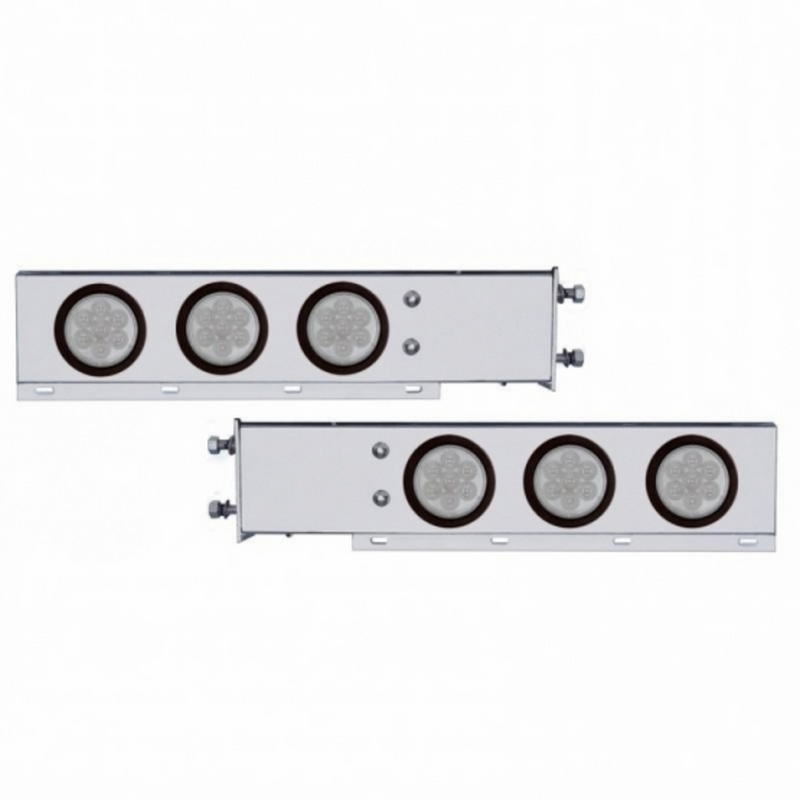 United Pacific 3-3/4" Bolt Pattern Deluxe SS Spring Loaded Bar W/6X 7 Red LED 4" Reflector Light -Clear Lens (Pair) 63749