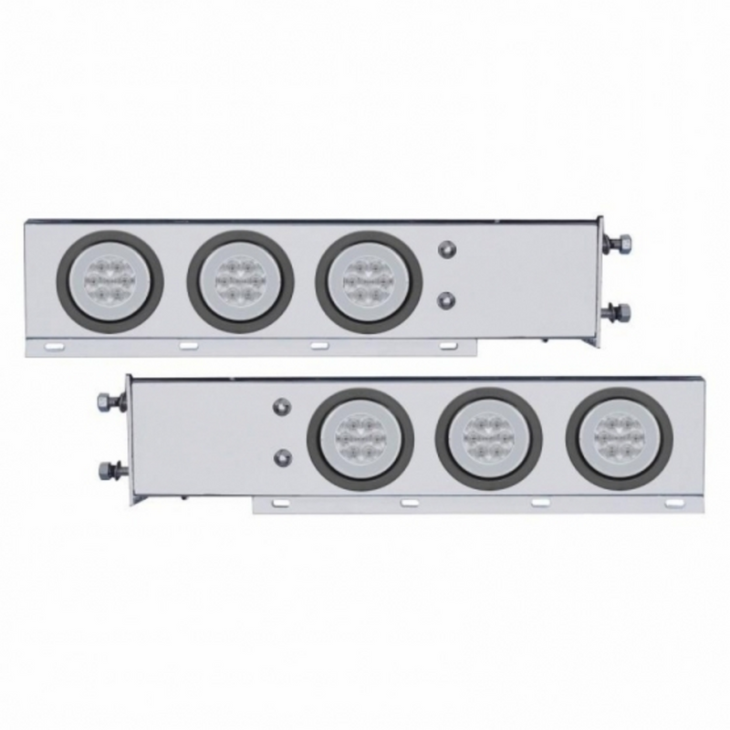 United Pacific 3-3/4" Bolt Pattern SS Spring Loaded Bar With 6X 21 LED 4" GloLight -Red LED/Clear Lens (Pair) 63763