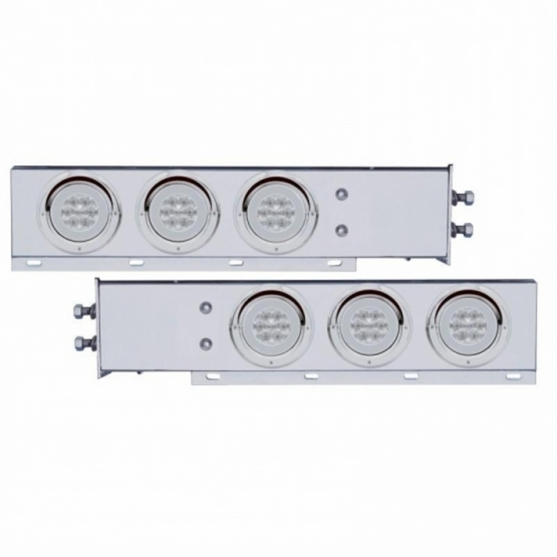 United Pacific 2" Bolt Pattern SS Spring Loaded Bar With 6X 21 LED 4" GloLight & Visors -Red LED/Clear Lens (Pair) 63769