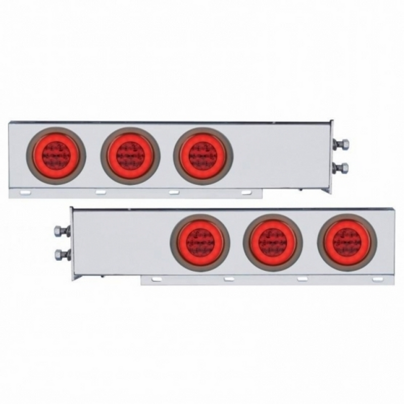 United Pacific 2" Bolt Pattern SS Spring Loaded Bar With 6X 21 LED 4" GloLight -Red LED & Lens (Pair) 63770