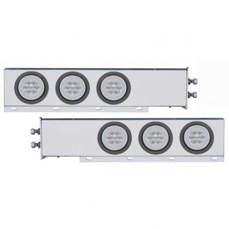 United Pacific 2" Bolt Pattern SS Spring Loaded Bar With 6X 21 LED 4" GloLight -Red LED/Clear Lens (Pair) 63771