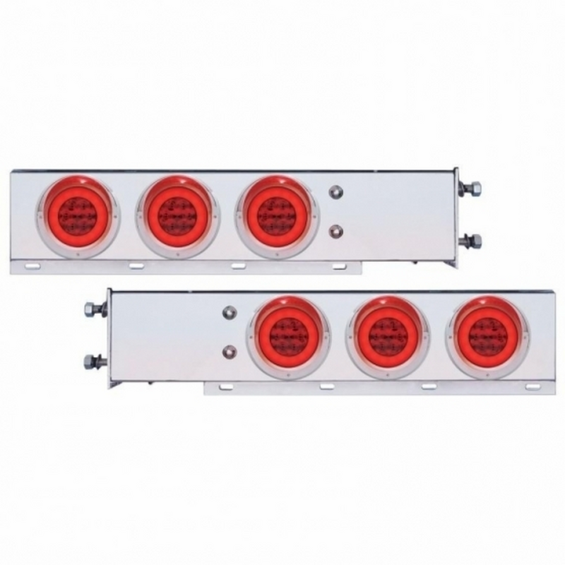 United Pacific 3-3/4" Bolt Pattern CR Spring Loaded Rear Bar W/6X 21 Red LED 4" GloLight & Visors Red Lens (Pair) 63772