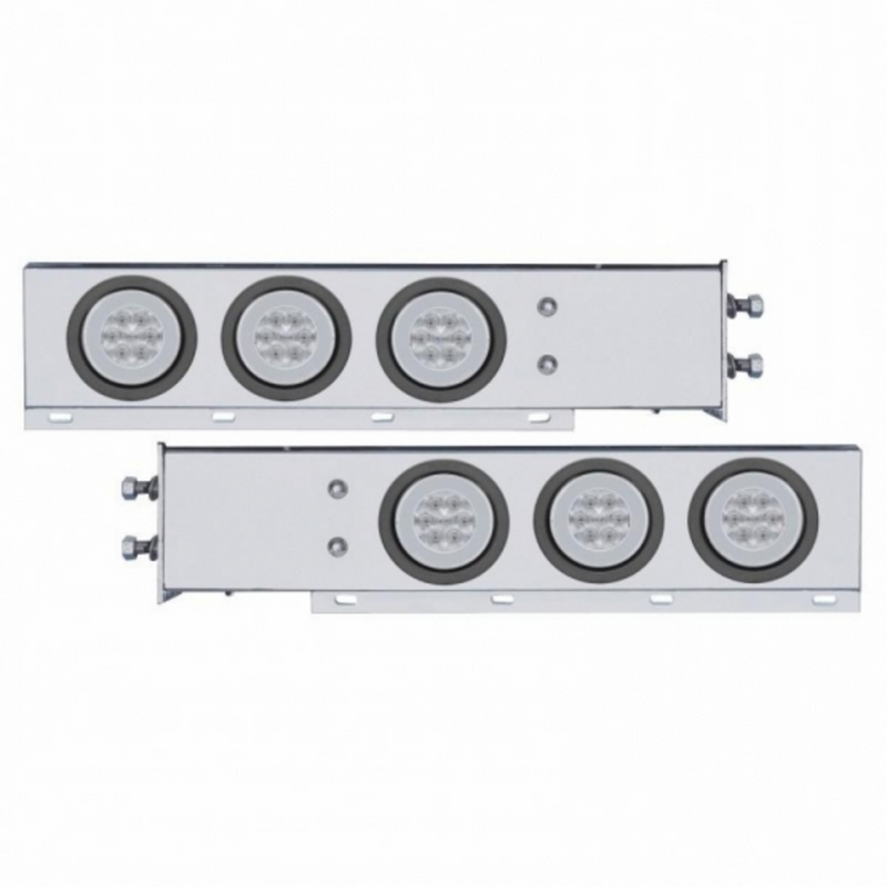 United Pacific 2.5" Bolt Pattern Chrome Spring Loaded Rear Bar W/6X 21 Red LED 4" GloLight & Grommet-Clear Lens (Pair) 63783