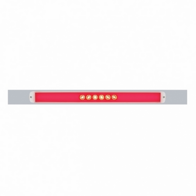 United Pacific Chrome Top Mud Flap Plate With 28 LED 17" GloLight Bar Red LED/Clear Lens (Each) 63793