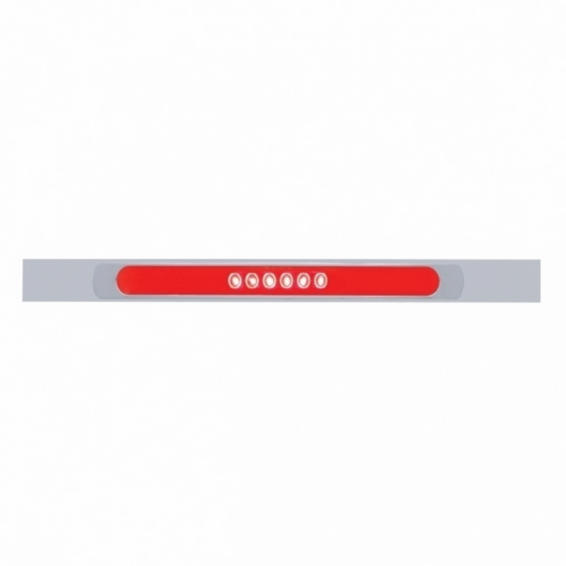 United Pacific Chrome Top Mud Flap Plate With 28 LED 17" GloLight Bar & Bezel Red LED/Red Lens (Each) 63794
