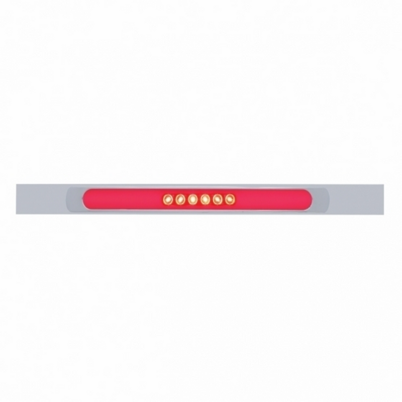 United Pacific Chrome Top Mud Flap Plate With 28 LED 17" GloLight Bar & Bezel Red LED/Clear Lens (Each) 63795