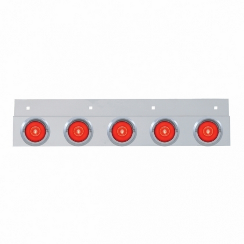 United Pacific Stainless Top Mud Flap Bracket With 5X 6 LED 2" GloLight & Visors Red LED/Red Lens (Each) 63796