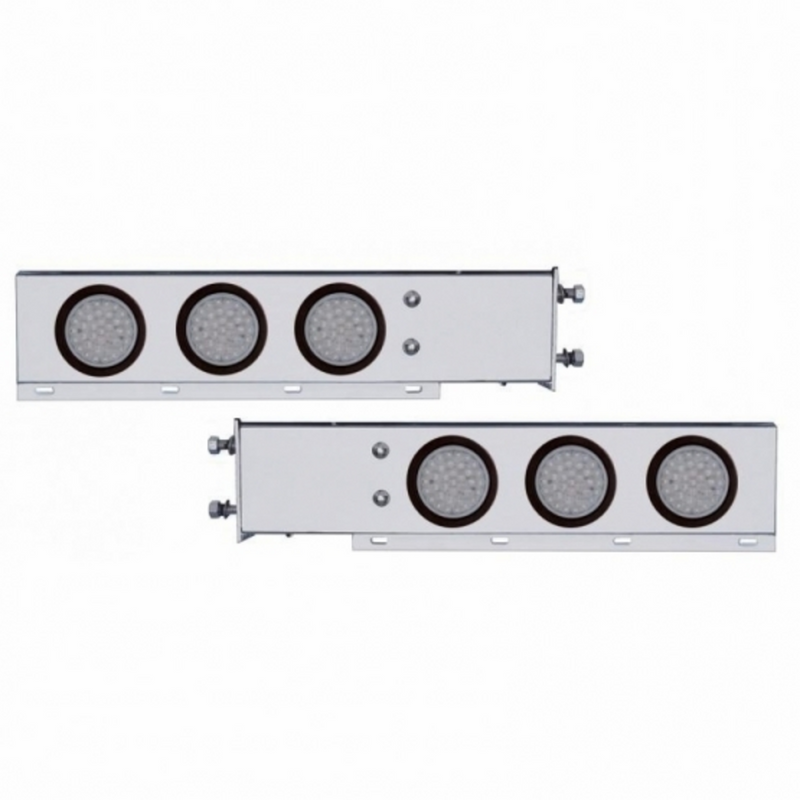 United Pacific 3-3/4" Bolt Pattern SS Spring Loaded Bar With 6X 36 LED 4" Lights -Red LED/Clear Lens (Pair) 63801