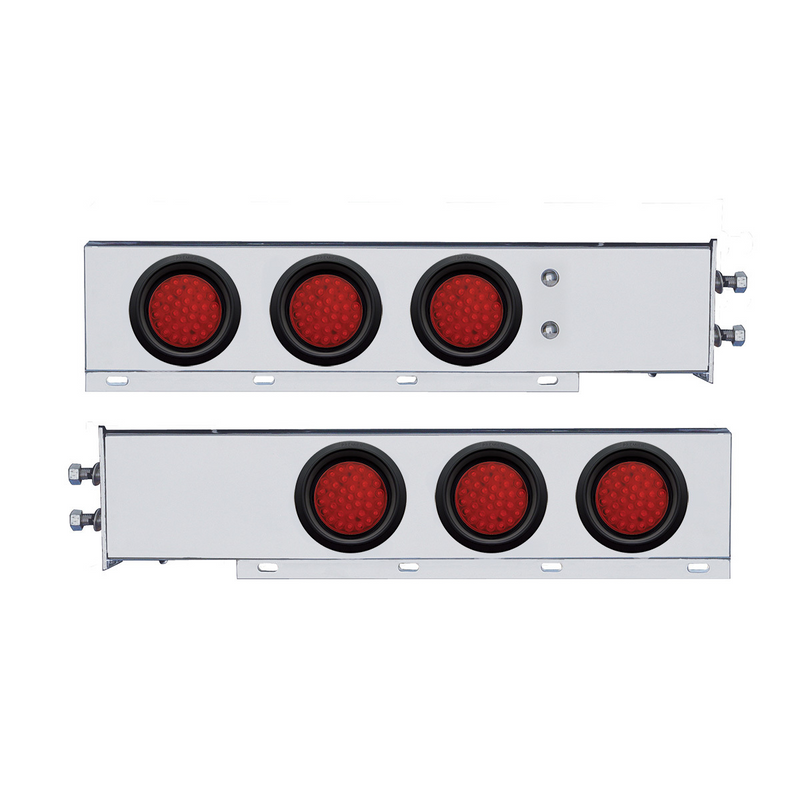 United Pacific 2" Bolt Pattern SS Spring Loaded Bar With 6X 36 LED 4" Lights -Red LED & Lens (Pair) 63804
