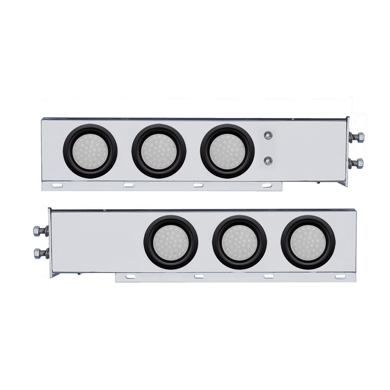 United Pacific 2" Bolt Pattern SS Spring Loaded Bar With 6X 36 LED 4" Lights -Red LED/Clear Lens (Pair) 63805