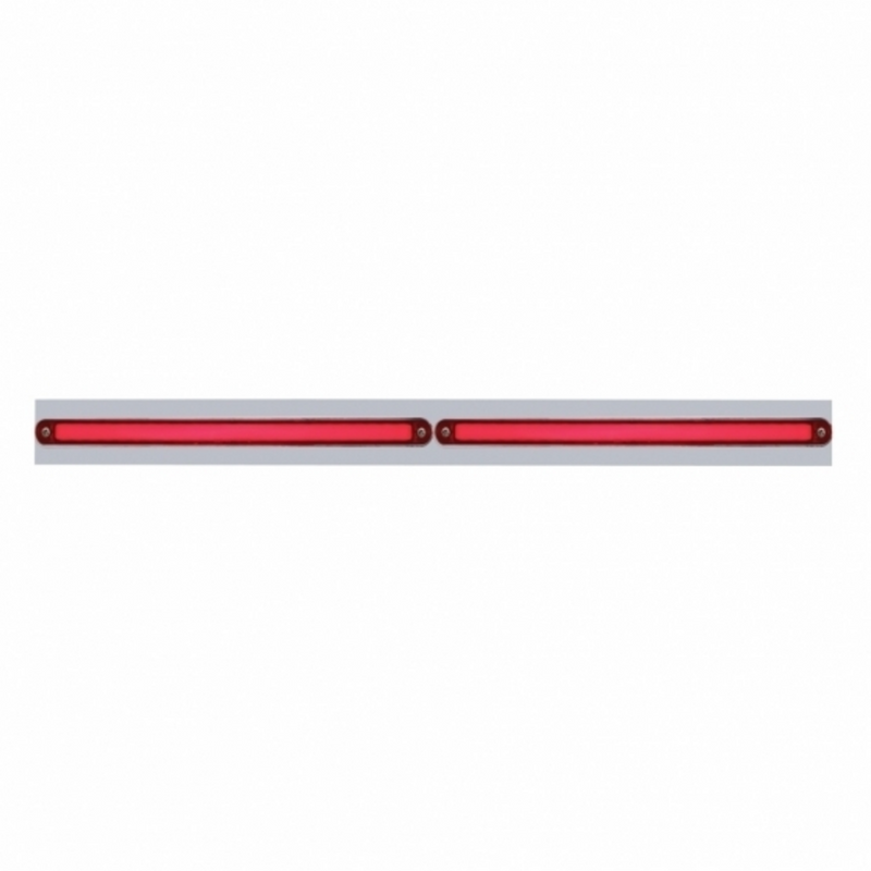 United Pacific Chrome Top Mud Flap Plate With Two 24 LED 12" GloLight Bars Red LED/Red Lens (Each) 63808