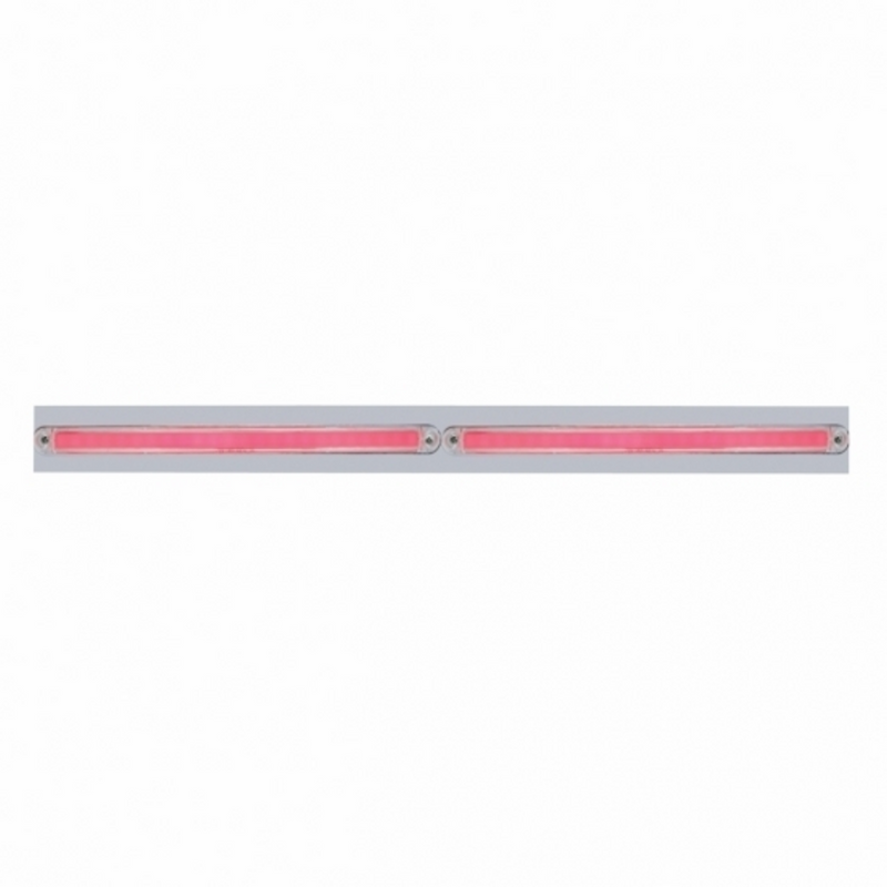 United Pacific Chrome Top Mud Flap Plate With Two 24 LED 12" GloLight Bars Red LED/Clear Lens (Each) 63809