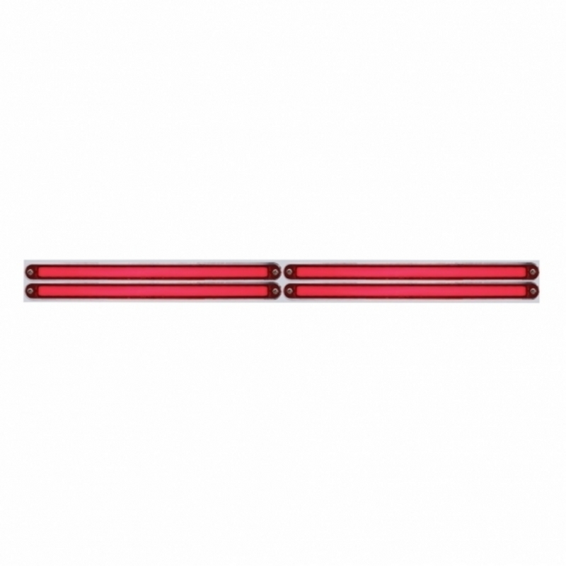 United Pacific Chrome Top Mud Flap Plate With Four 24 LED 12" GloLight Bars Red LED/Red Lens (Each) 63810