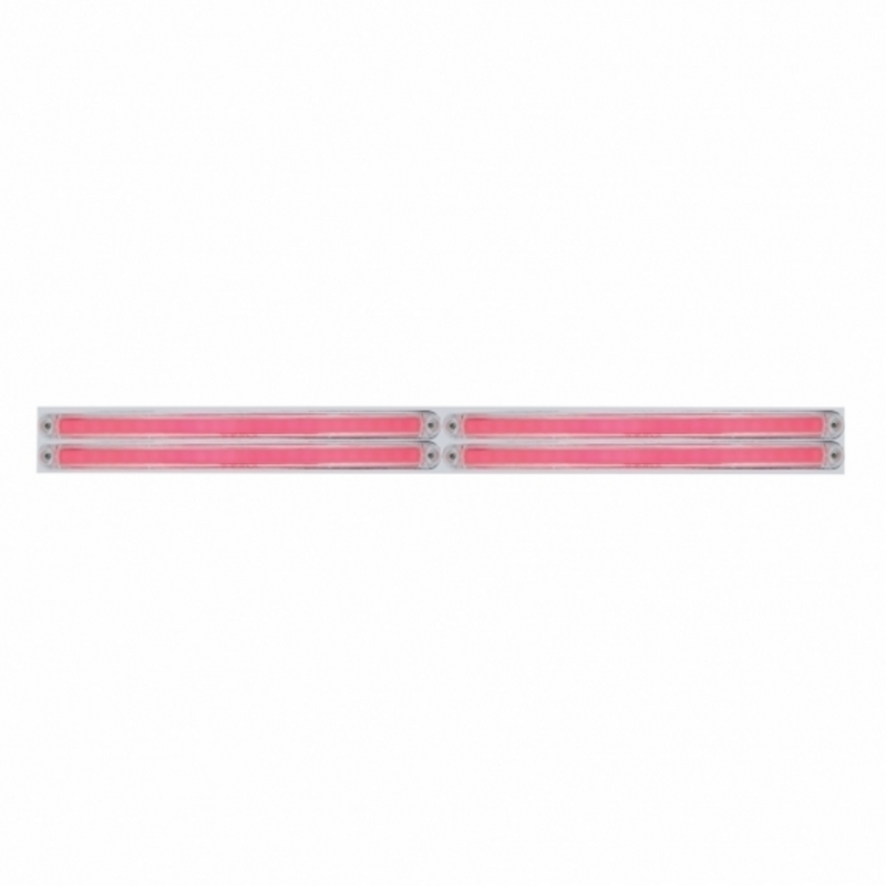 United Pacific Chrome Top Mud Flap Plate With Four 24 LED 12" GloLight Bars Red LED/Clear Lens (Each) 63811