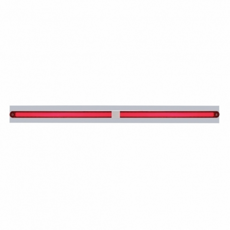 United Pacific Chrome Top Mud Flap Plate With Two 24 LED 12" GloLight Bars Red LED/Red Lens (Each) 63812