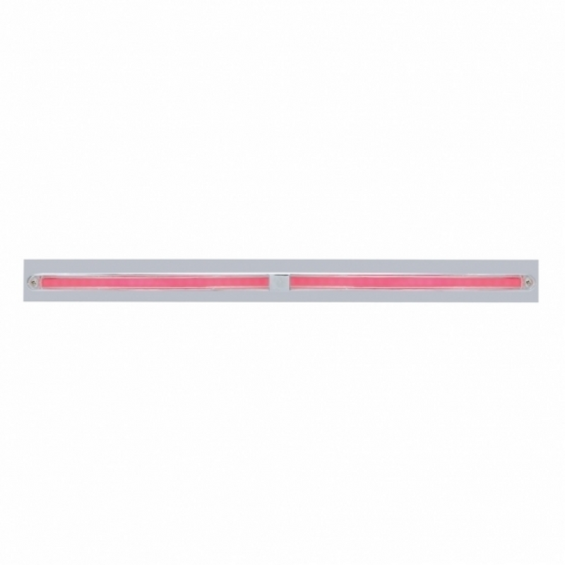 United Pacific Chrome Top Mud Flap Plate With Two 24 LED 12" GloLight Bars Red LED/Clear Lens (Each) 63813