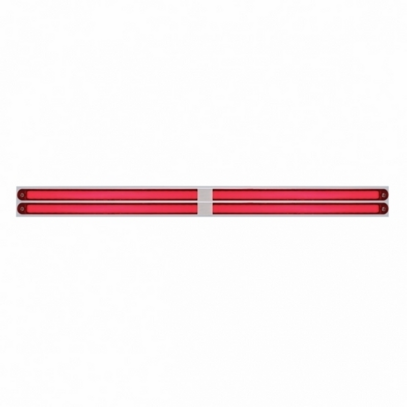 United Pacific Chrome Top Mud Flap Plate With Four 24 LED 12" GloLight Bars Red LED/Red Lens (Each) 63814