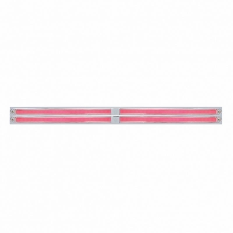 United Pacific Chrome Top Mud Flap Plate With Four 24 LED 12" GloLight Bars Red LED/Clear Lens (Each) 63815