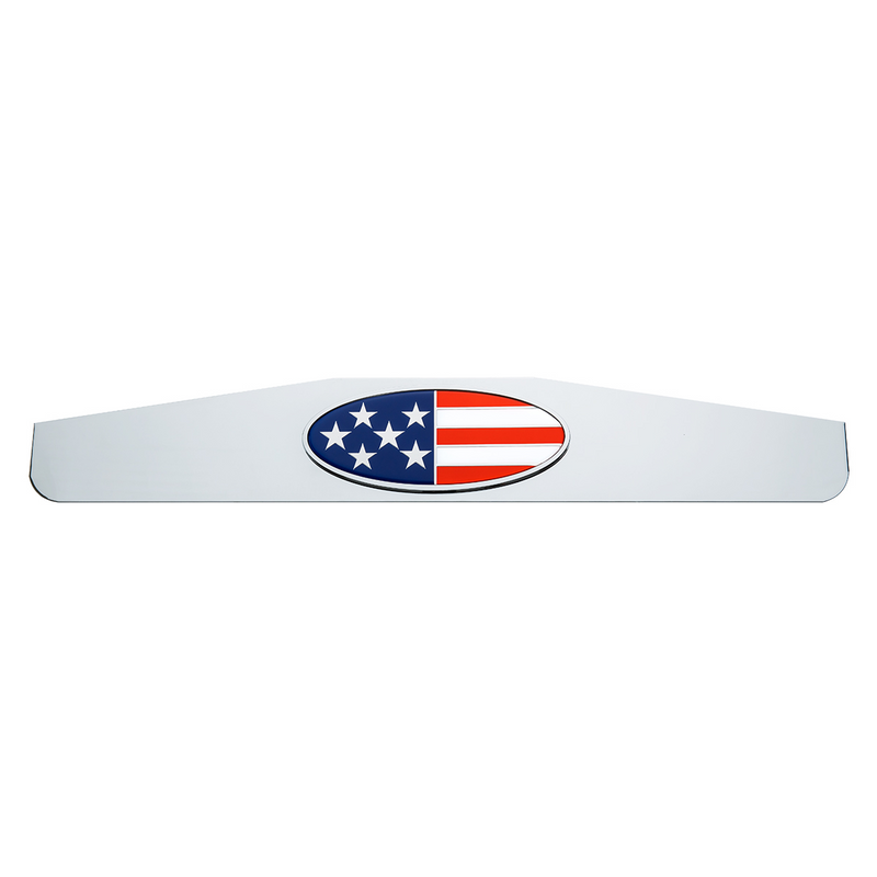 United Pacific 4" x 24" Chrome Bottom Mud Flap Weight With Oval USA Flag Emblem 67008