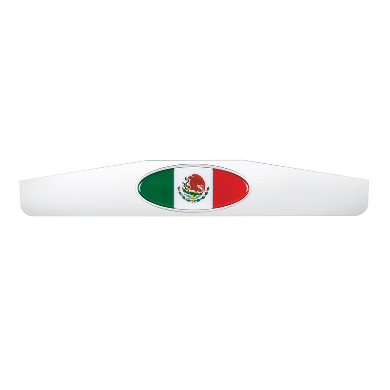 United Pacific 4" x 24" Chrome Bottom Mud Flap Weight With Oval Mexico Flag Emblem 67010