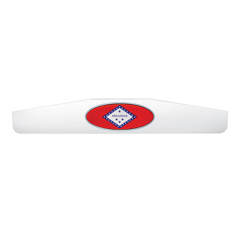 United Pacific 4" X 24" Chrome Bottom Mud Flap Weight With Oval Arkansas Flag Emblem 67015