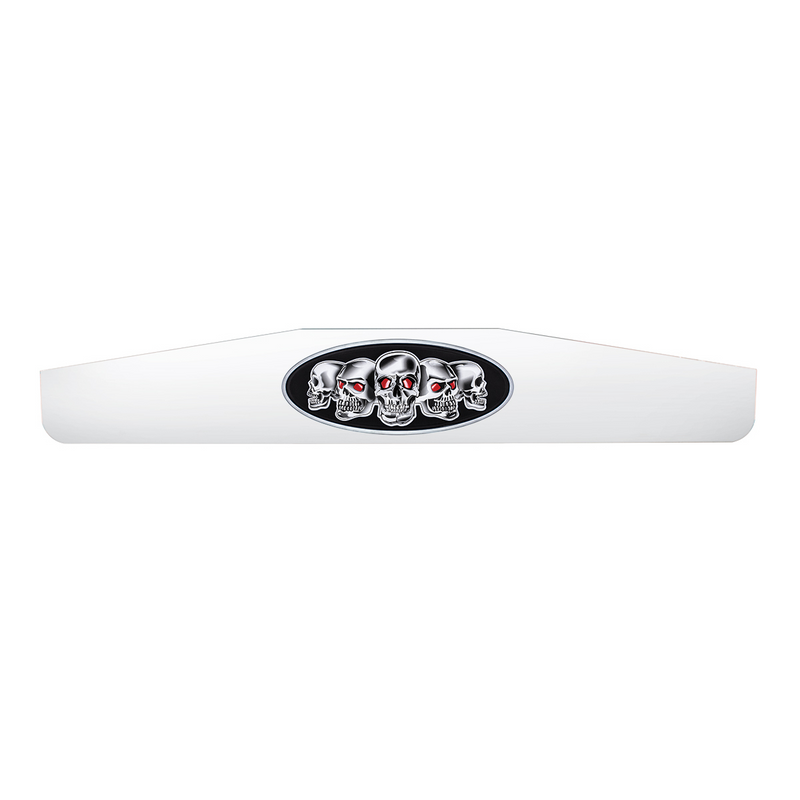 United Pacific 4" X 24" Chrome Bottom Mud Flap Weight With Oval Black Skull Emblem 67021