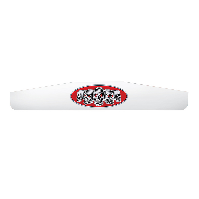 United Pacific 4" X 24" Chrome Bottom Mud Flap Weight With Oval Red Skull Emblem 67023