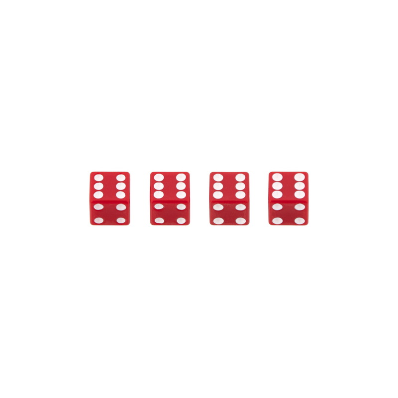 United Pacific Red Dice Valve Caps With White Dots (Set of 4) 70005