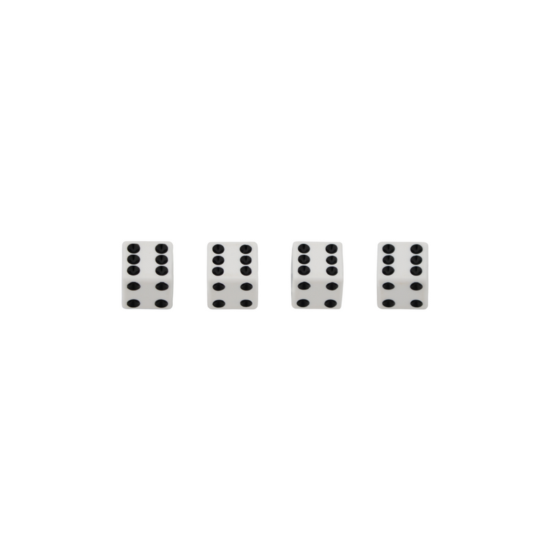 United Pacific White Dice Valve Caps With Black Dots (Set of 4) 70006