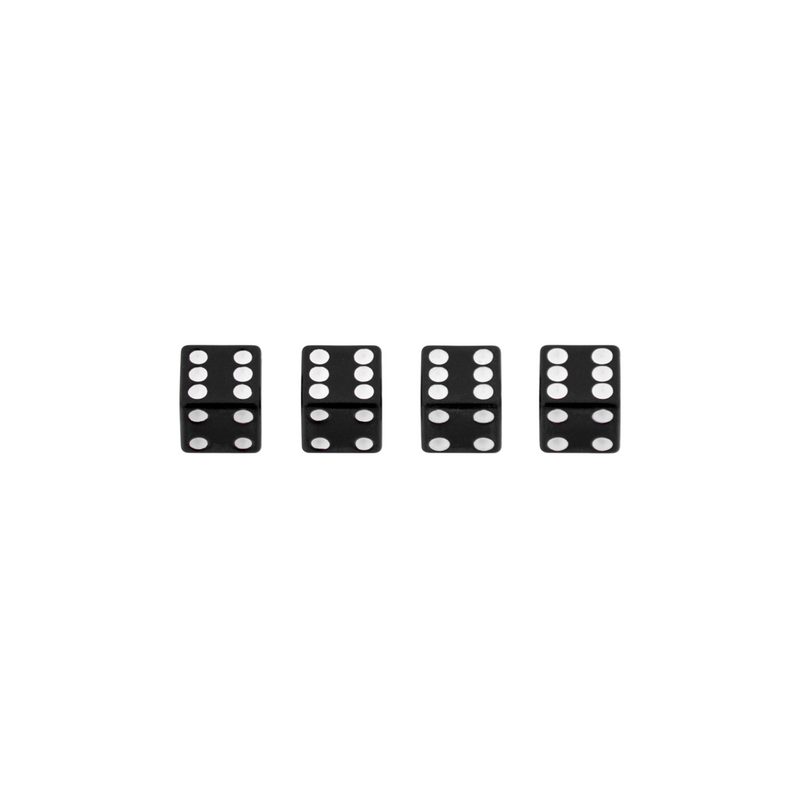 United Pacific Black Dice Valve Caps With White Dots (Set of 4) 70007