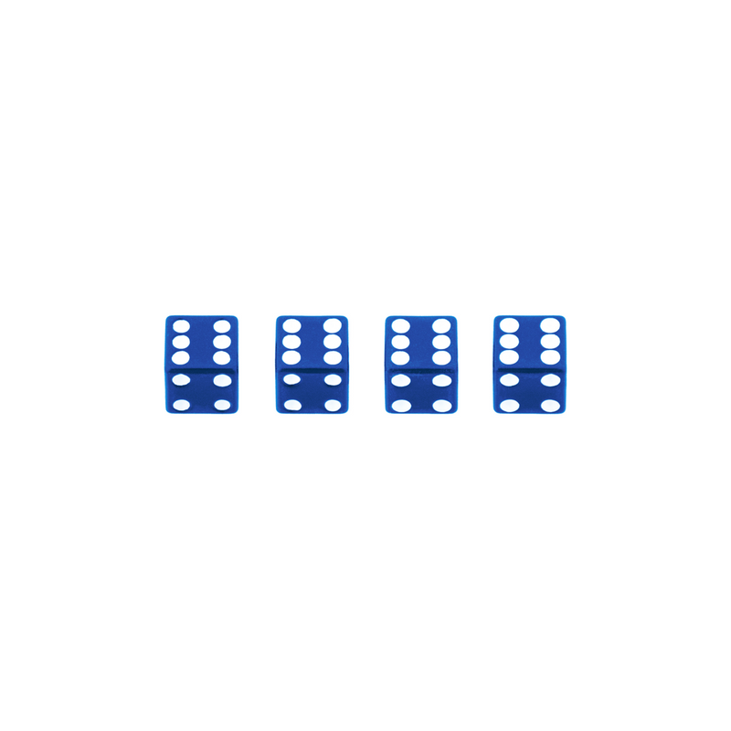 United Pacific Blue Dice Valve Caps With White Dots (Set of 4) 70008