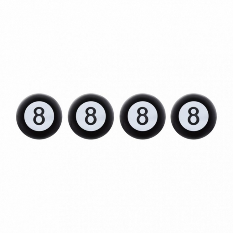 United Pacific "8" Ball Tire Valve Caps (4-Pack) 70022