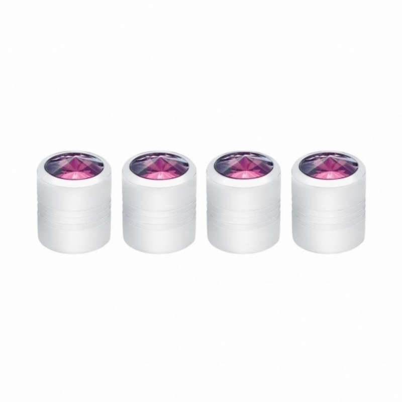 United Pacific Chrome Round Valve Caps With Purple Crystal (4-Pack) 70057