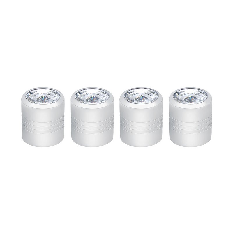 United Pacific Chrome Round Valve Caps With Clear Crystal (4-Pack) 70058