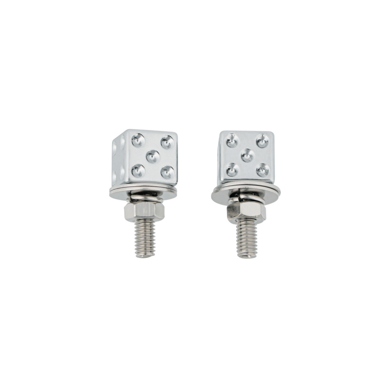 United Pacific Chrome Dice License Plate Fastener (2-Pack) 70070