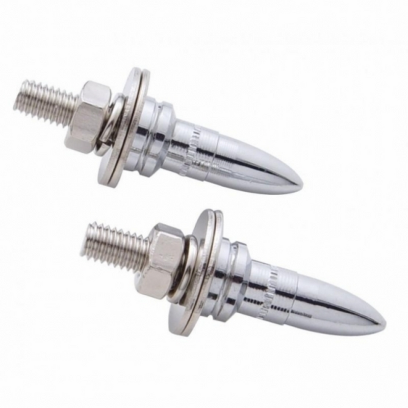 United Pacific Chrome Bullet Shape License Plate Fastener (2-Pack) 70071