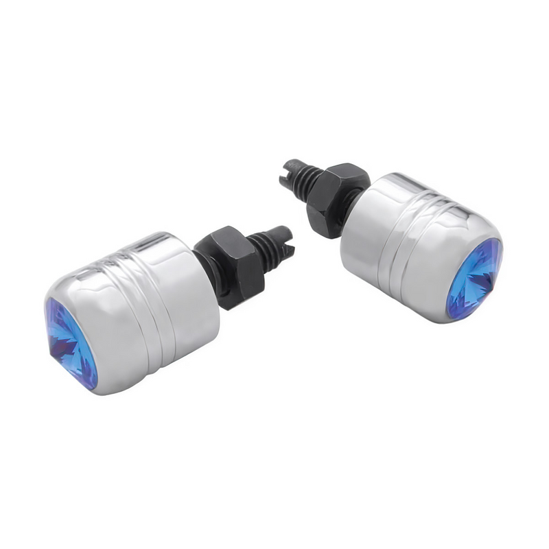 United Pacific Chrome Aluminum License Plate Fastener With Blue Crystal (2-Pack) 70079