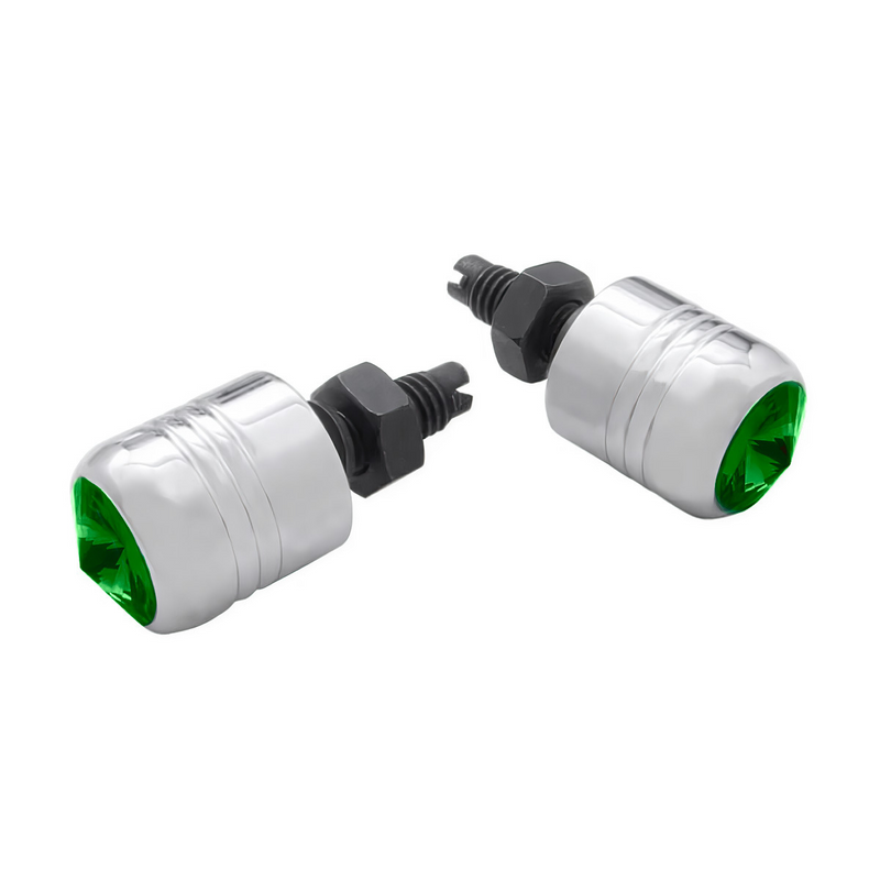 United Pacific Chrome Aluminum License Plate Fastener With Green Crystal (2-Pack) 70080