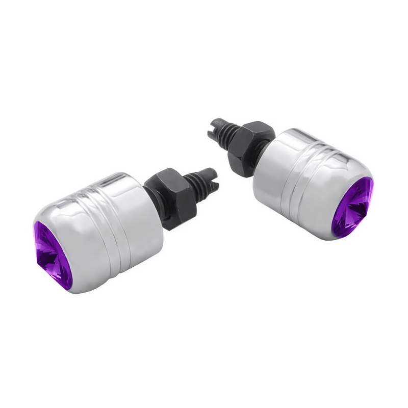United Pacific Chrome Aluminum License Plate Fastener With Purple Crystal (2-Pack) 70081