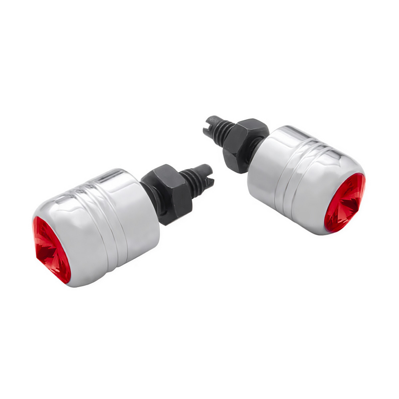 United Pacific Chrome Aluminum License Plate Fastener With Red Crystal (2-Pack) 70083