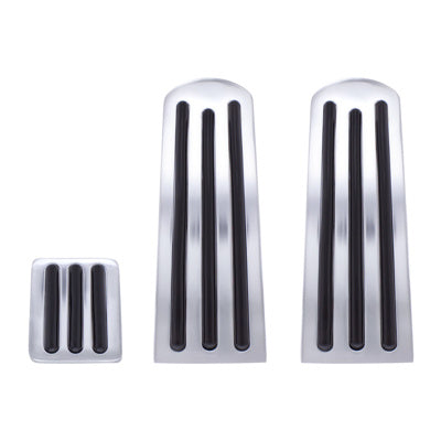 United Pacific Chrome Pedal Set with Black Insert for Peterbilt